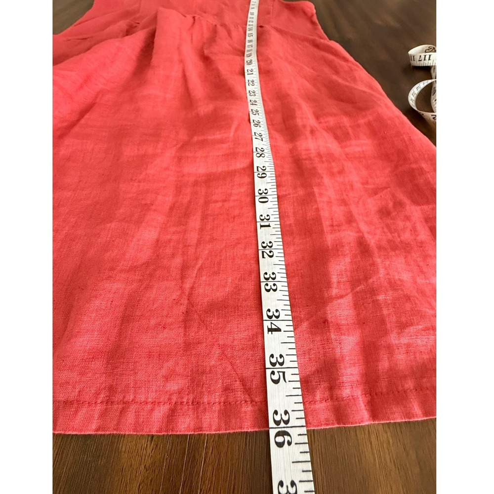 Terzo Millennio Coral Red Linen Sleeveless V-Neck Dress Made in Italy Size Med - Picture 11 of 11